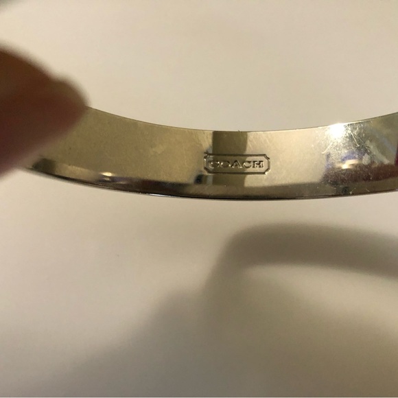 Coach Poppy Limited Edition pink & sliver metal clamp enamel bracelet - Picture 4 of 6